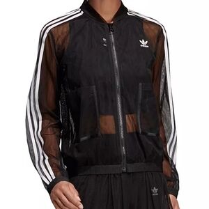 ADIDAS ORIGINALS3-stripe Semi-sheer Tulle Jacket In Black Sx S EUC